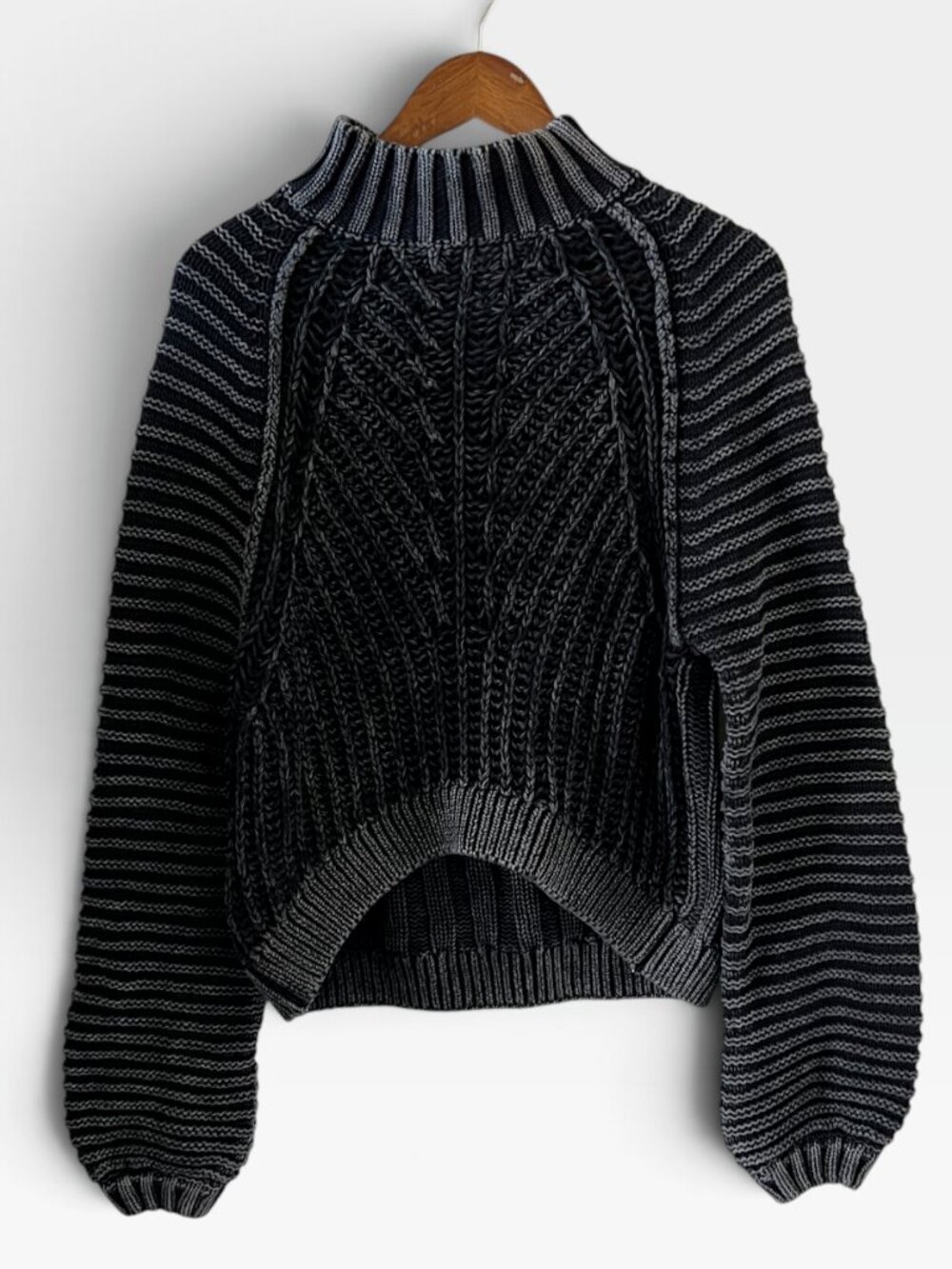 Free People Sweetheart Chunky Knit Sweater in Black Size S